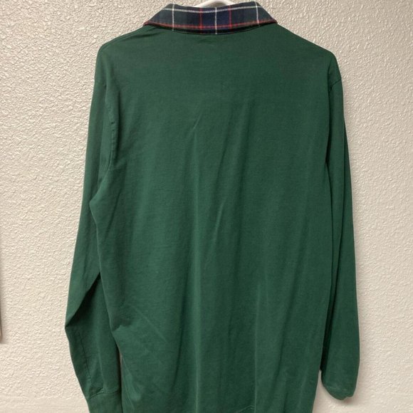 Lands End Mens Polo Shirt Long Sleeves Cotton Green Size Large - Picture 4 of 4
